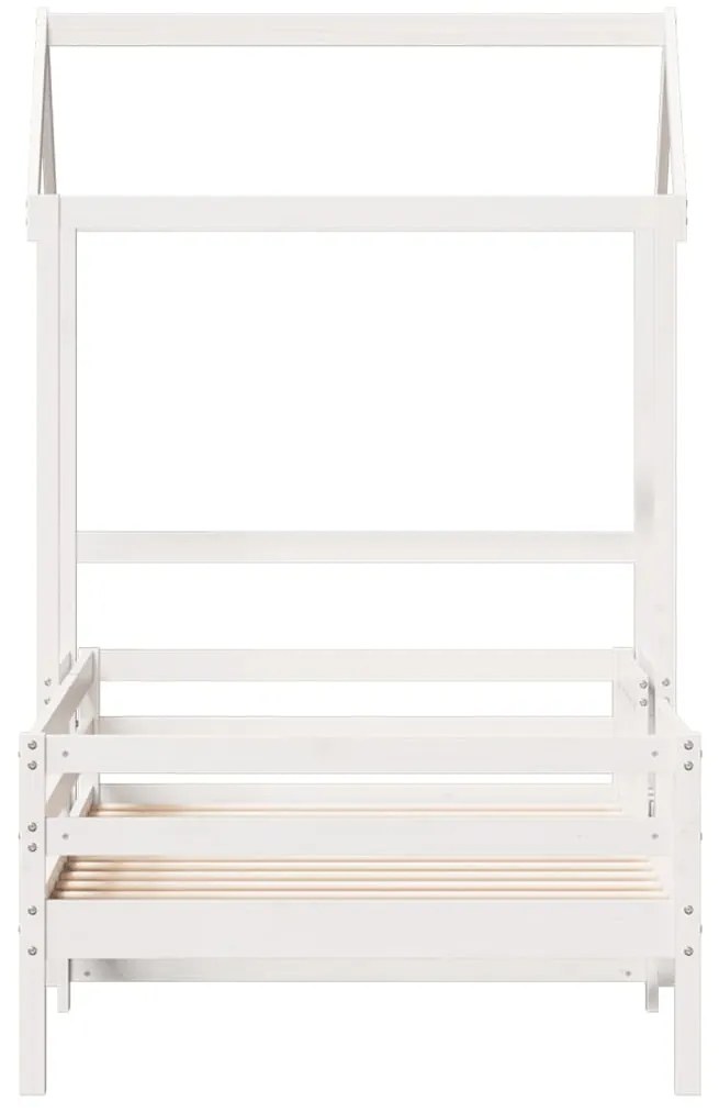Estrutura de cama com telhado 100x200 cm pinho maciço branco