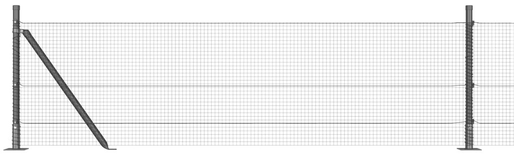 Cerca de Arame Soldado com 13 Postes Flangados Cinza 0.4x25 m Aço