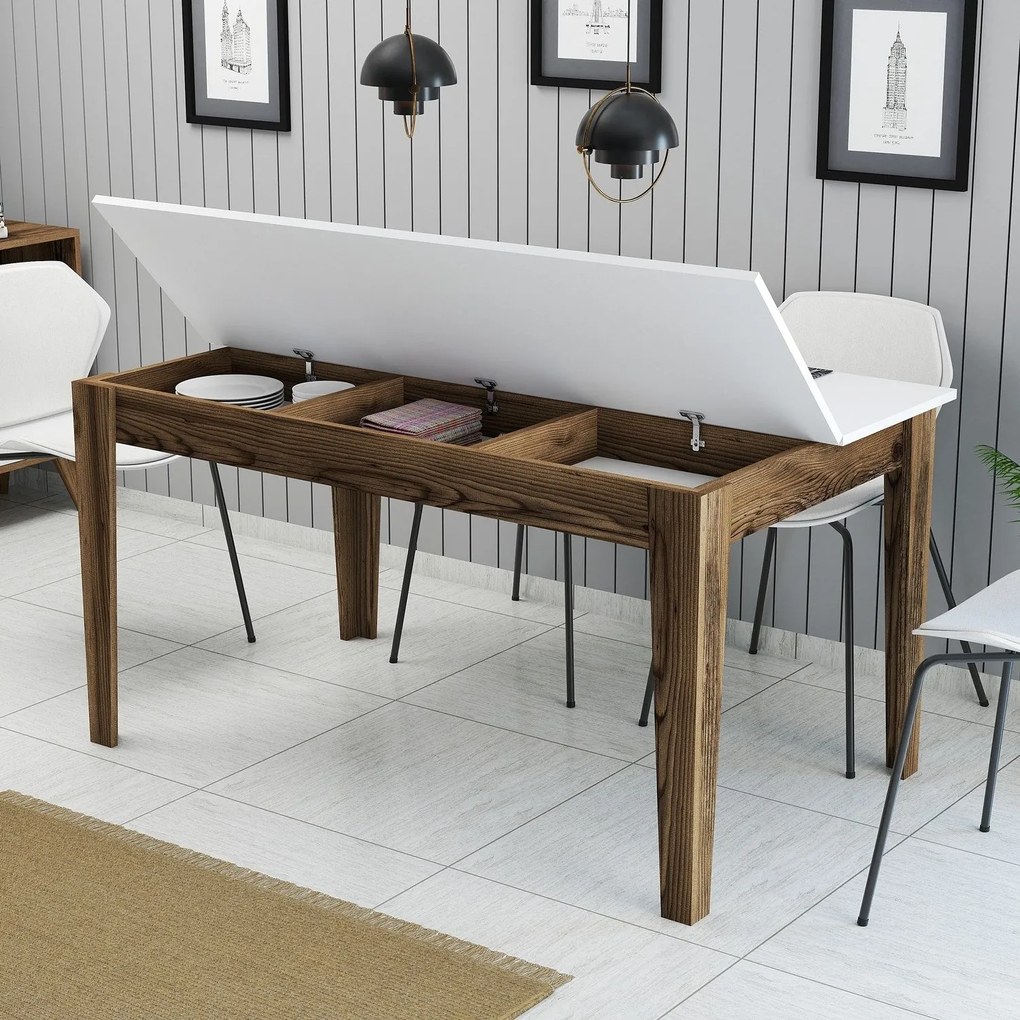 Mesa de Jantar Milan500 – Nogueira e Branco – 145x75x88 cm