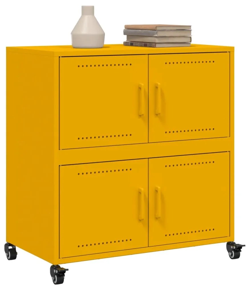 Aparador 68x39x72 cm aço amarelo mostarda