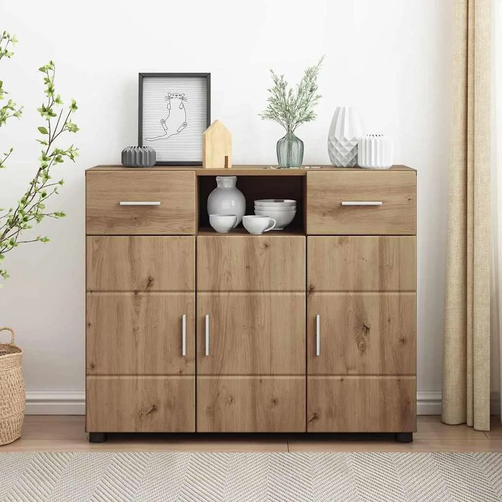 vidaXL Buffet com gaveta carvalho artisiano 88.5 x 30.5 x 73 cm