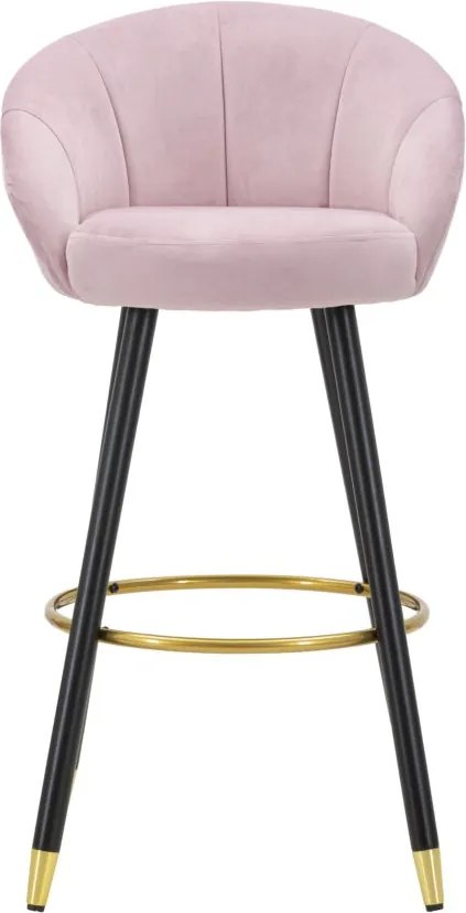 BANCO DE BAR PRAGUE 55X56X104 CM ROSA, PRETO E DOURADO