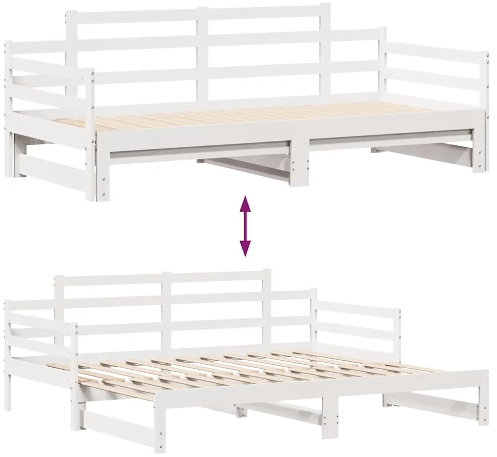 Sofá-cama com gavetão e gavetas sem colchão 80x200 cm branco