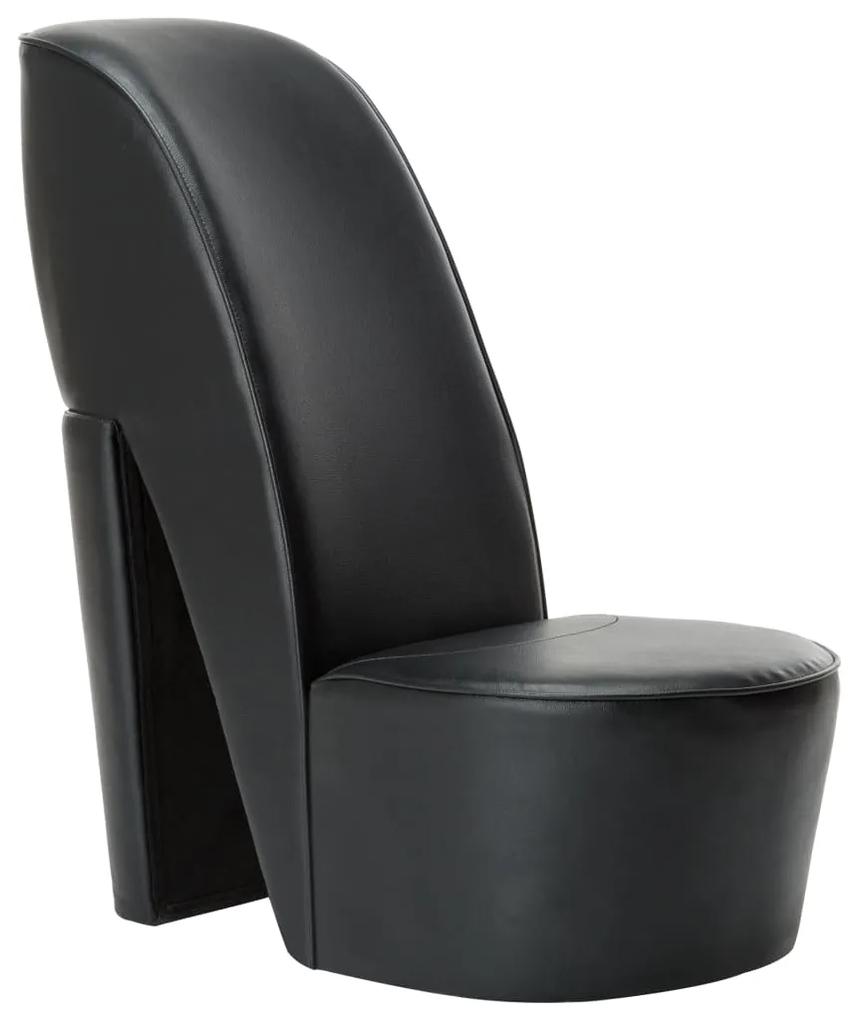 248647 vidaXL Cadeira estilo sapato de salto alto couro artificial preto