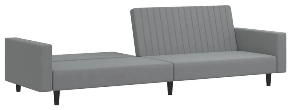 Sofá-cama de 2 lugares veludo cinzento-claro