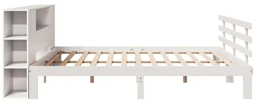 Cama com estante sem colchão 180x200 cm pinho maciço branco