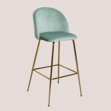Pacote De 2 Bancos Altos De Veludo Kana Design Dourado & Verde Abeto & ↑75 Cm - Sklum