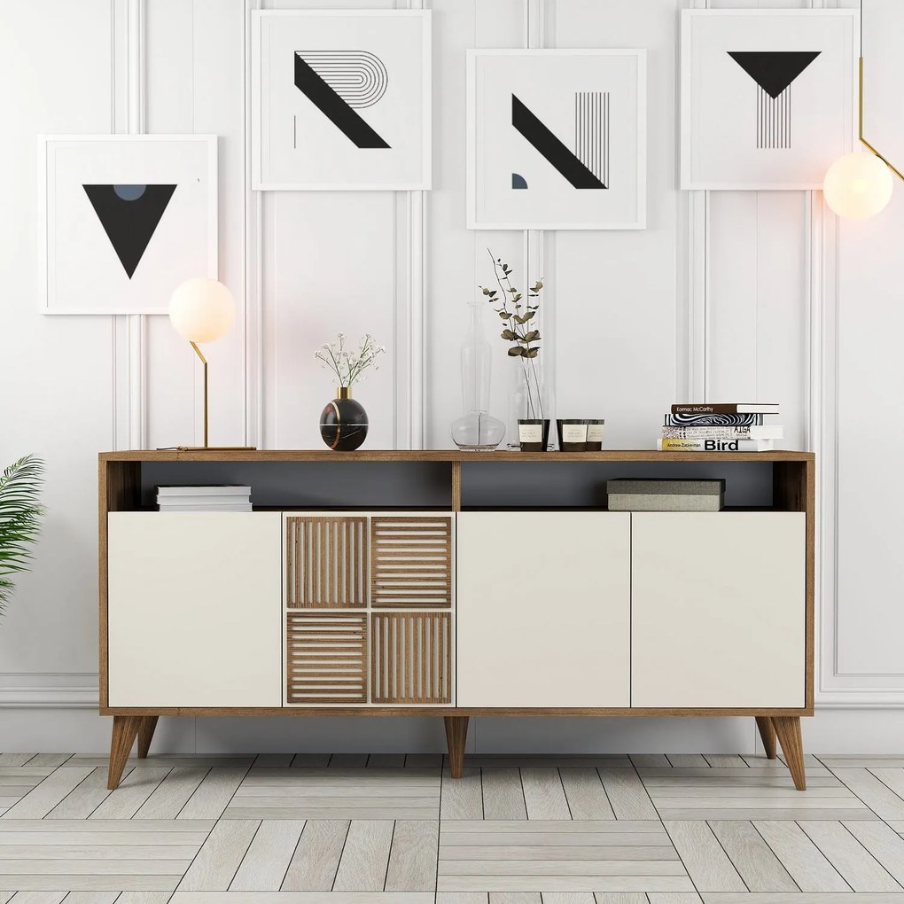 Console Milan – Walnut/Cream – 160 cm x 78 cm x 35 cm