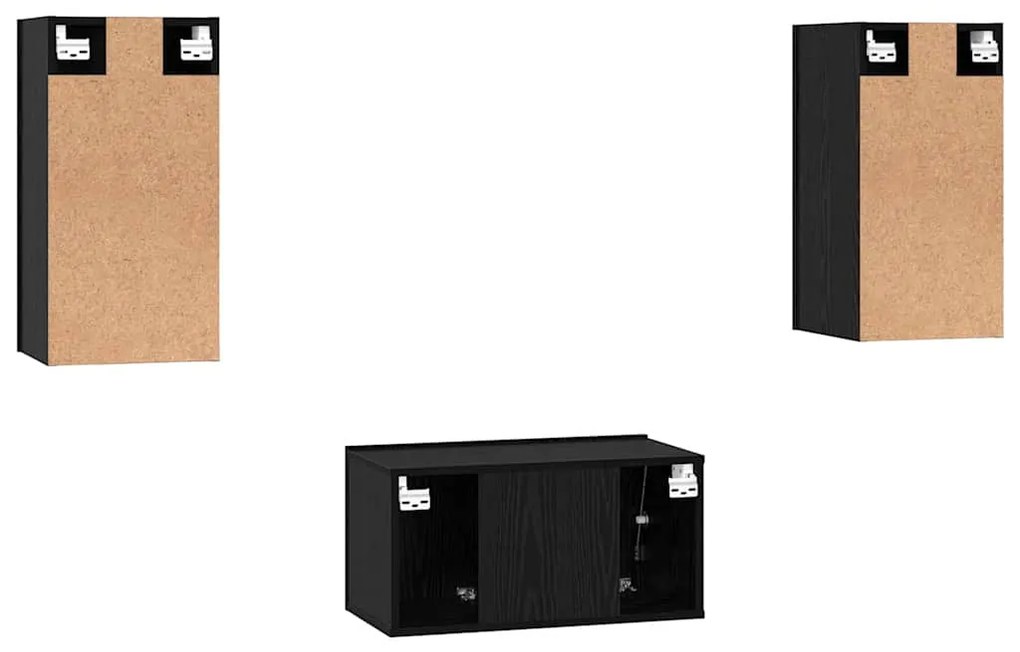 Conjunto de móvel de TV 3 pcs Carvalho Preto 60 x 30 x 30.5 cm