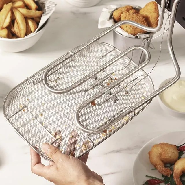 Fritadeira elétrica de 3 litros de capacidade CleanFry 3000 Full Inox, filtro OilCleaner, 2400 W, tigela, cesto de fritar, aptos para máquina da loiça