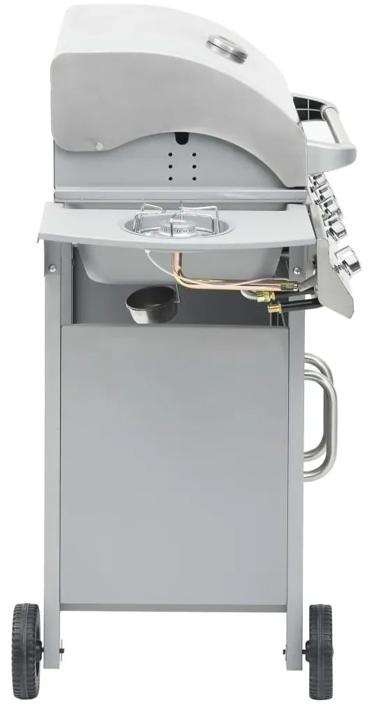 Grelhador/barbecue a gás 4+1 zonas de cozinhar prateado
