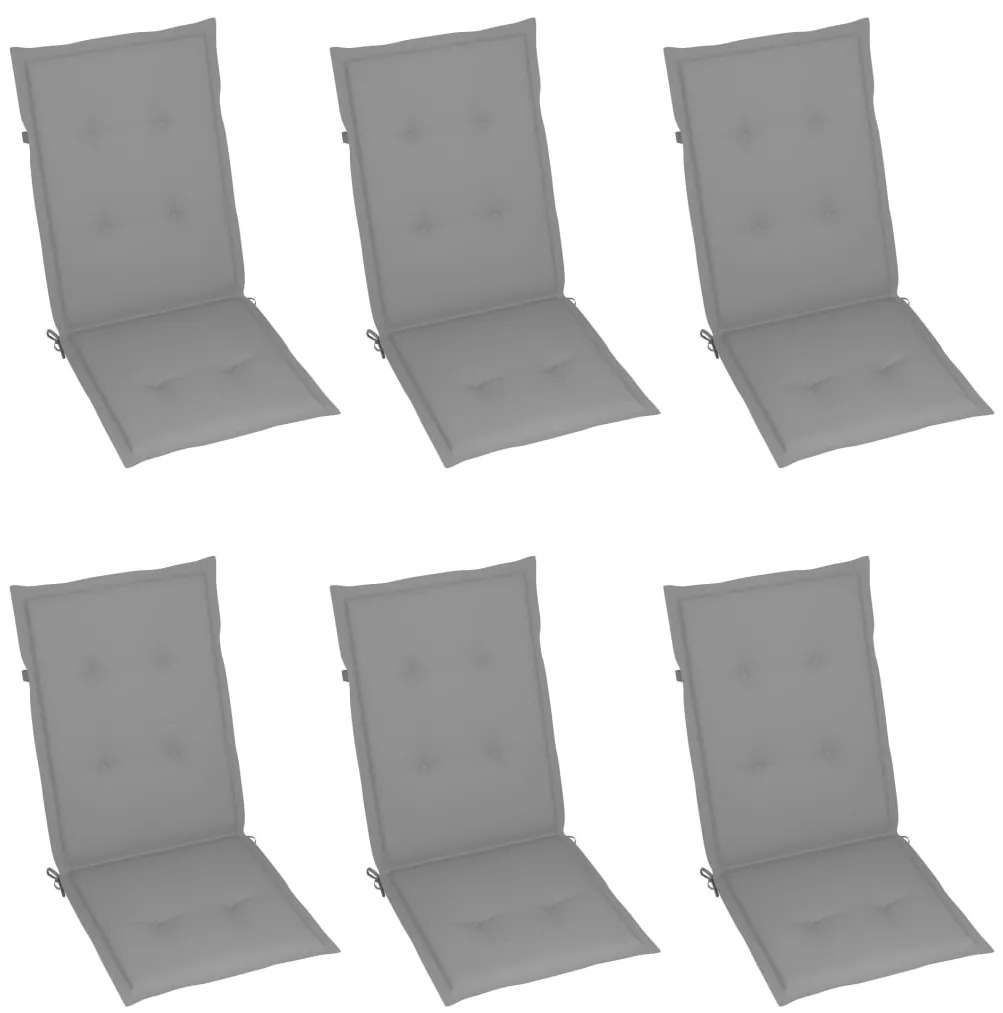 Cadeiras de jardim dobráveis c/ almofadões 6 pcs acácia maciça