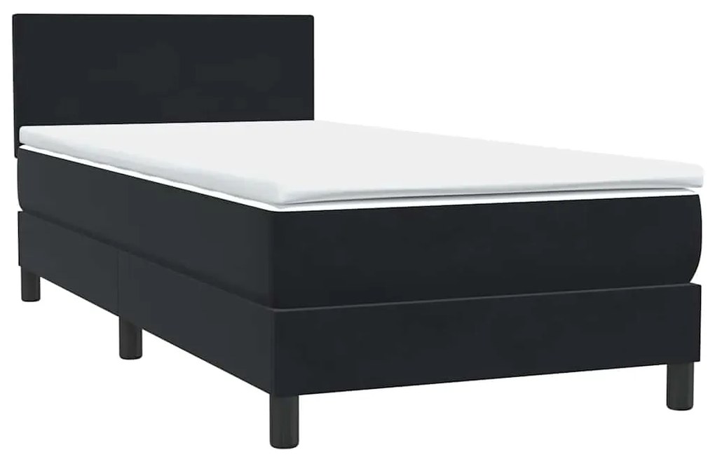 Cama box spring com colchão 90x210 cm veludo preto