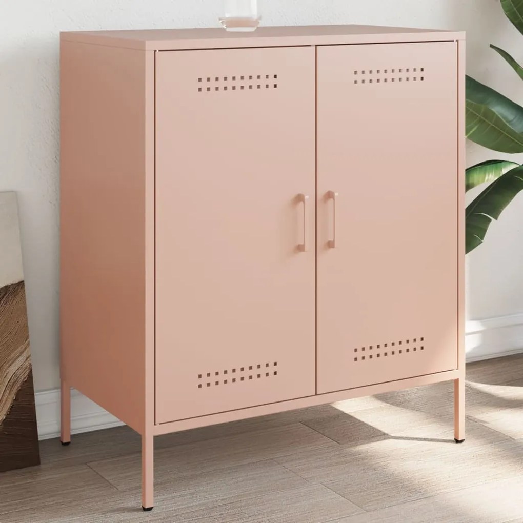 vidaXL Aparador 68x39x79 cm aço rosa