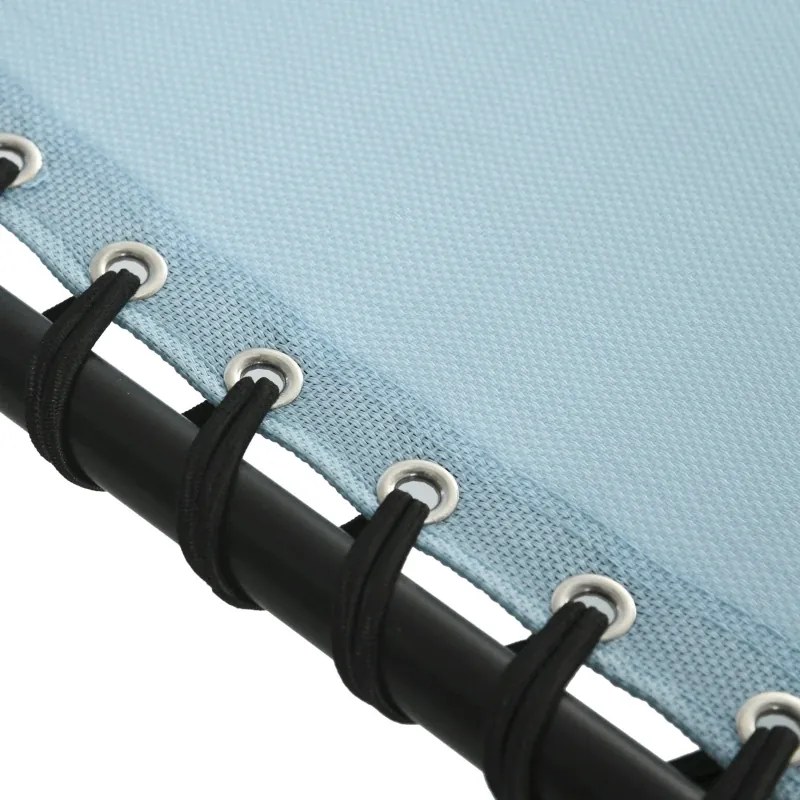 Espreguiçadeira Dobrável com Apoio de Cabeça Reclinável 4 Posições e Estrutura em Aço 189x58x30 cm Azul Claro