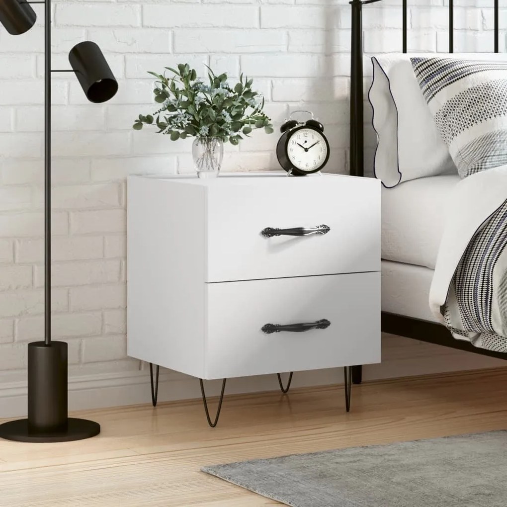 vidaXL Mesa de cabeceira 40x35x47,5 cm derivados de madeira branco