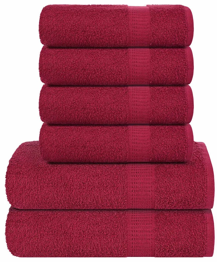vidaXL 6 pcs Conjunto de toalhas FROGN 100% algodão bordô