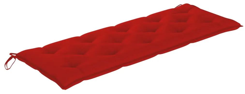 Banco Batávia c/ almofadão vermelho 150 cm teca maciça