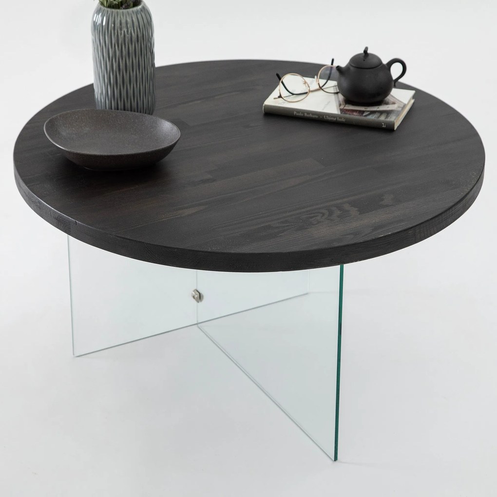 Mesa de Centro Serenity – Antracite e Transparente – 70 cm x 40 cm