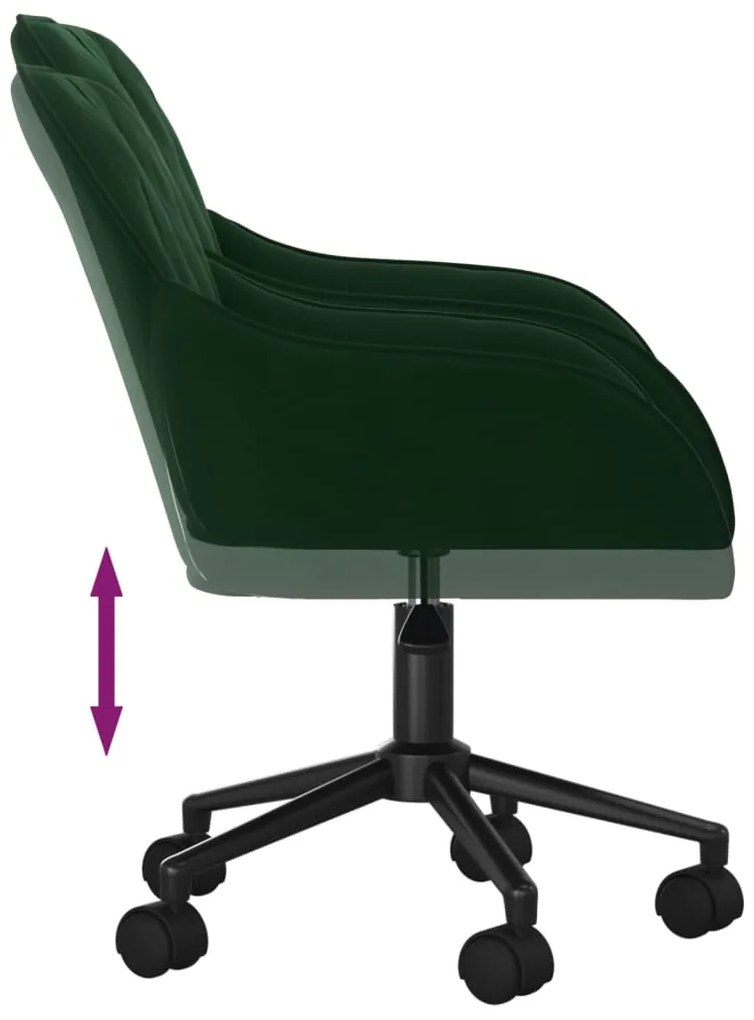 Cadeira de escritório giratória veludo verde-escuro