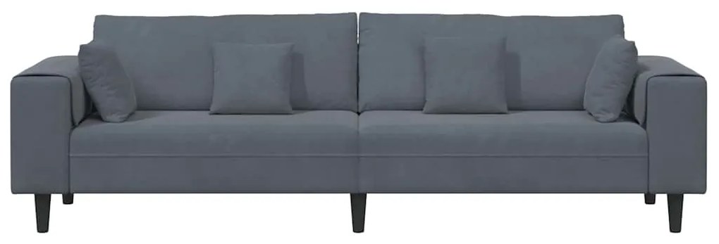 Sofá de Veludo com almofada com travesseiro Cinza Escuro 208 cm Veludo