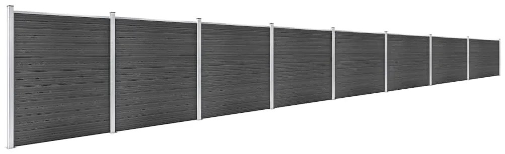 Conjunto de painel de vedação WPC 1391x186 cm preto