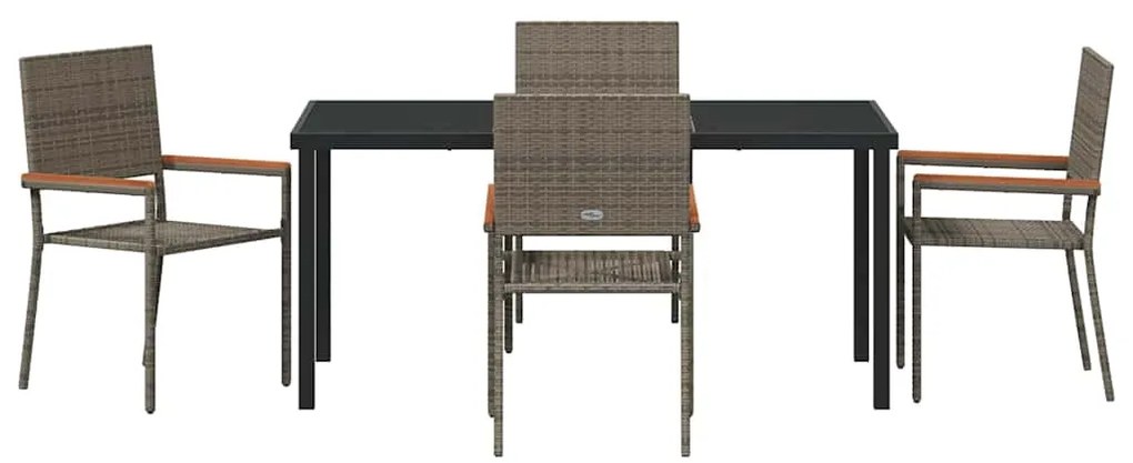 Conjunto de Jantar de Jardim de 5 Peças Cinza em Rattan Sintético