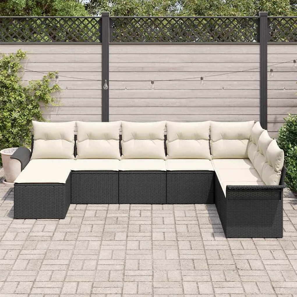 Conjunto de Sofá de Jardim vidaXL de 8 Peças com Almofadas em Rattan P