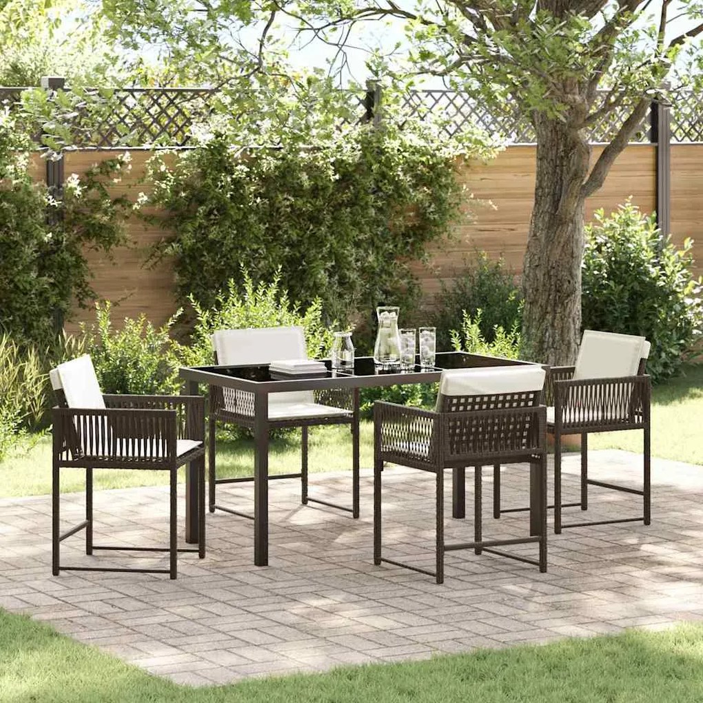 vidaXL Conjunto de Jantar para Jardim 5 pcs Castanho vime PE