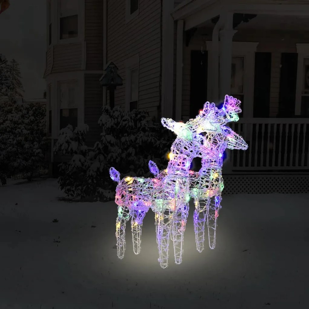 342681 vidaXL Renas de Natal 2 pcs 80 luzes LED acrílico multicor