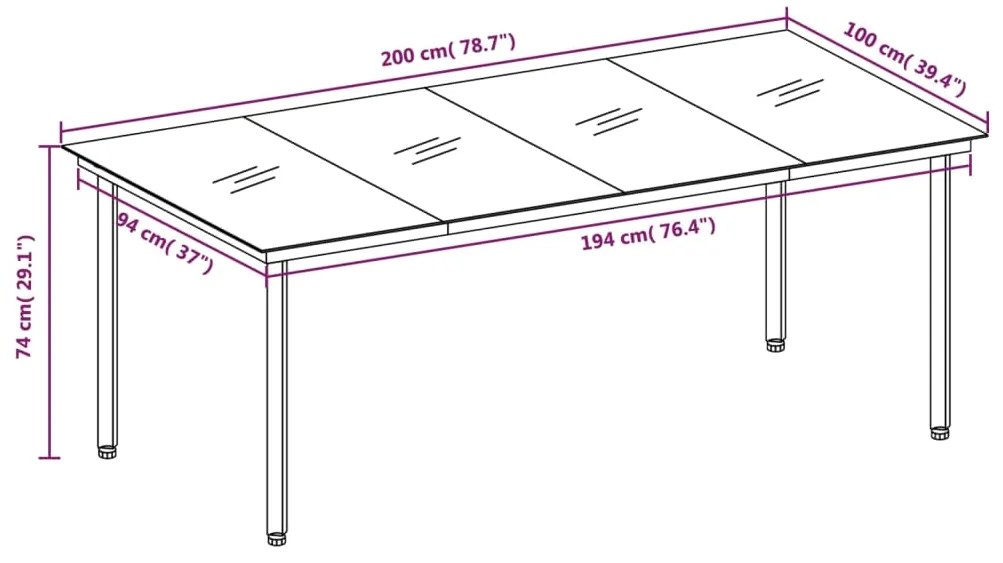 9 pcs conjunto de jantar para jardim com almofadões preto
