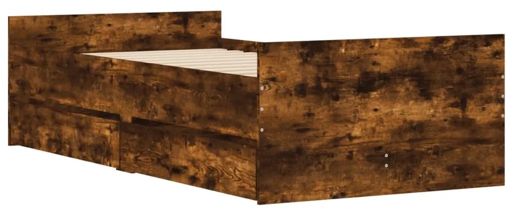 Estrutura de cama com gavetas 90x190 cm carvalho fumado