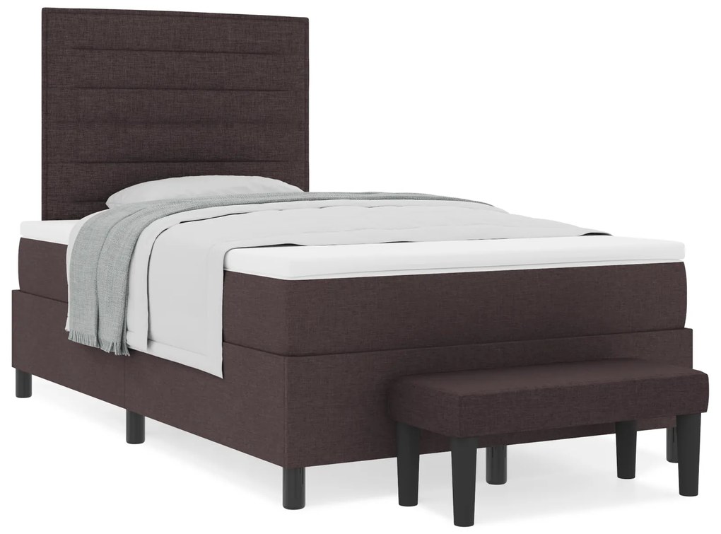 Cama Box com Colchão & Banco Castanha 120x200 cm Tecido