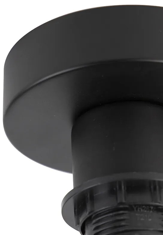 Candeeiro de teto preto mate com abajur de veludo com design de zebra 25 cm - Combi Clássico / Antigo