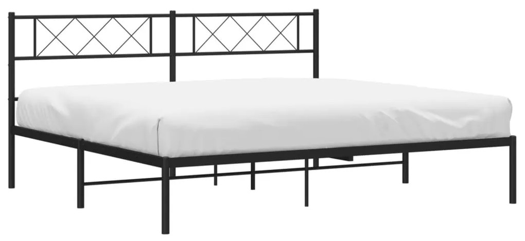 Estrutura de cama com cabeceira 200x200 cm metal preto