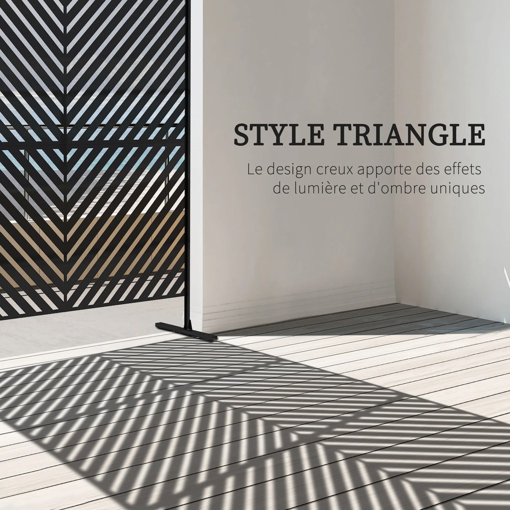 Painel decorativo de proteção visual para exterior com padrão geométrico perfurado em metal - 122 x 45 x 198 cm, preto