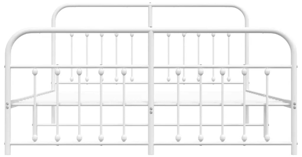 Estrutura de cama com cabeceira e pés 180x200 cm metal branco