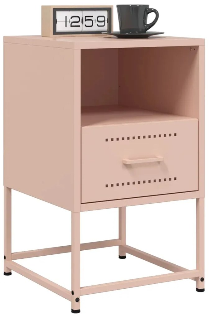Mesas de cabeceira 2 pcs 36x39x60,5 cm aço rosa