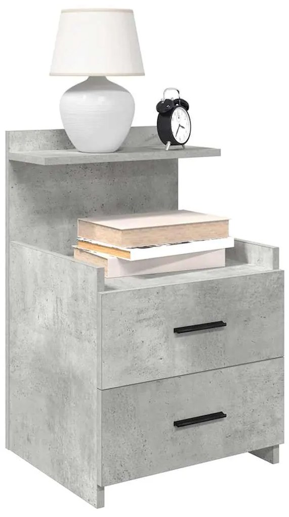 vidaXL Mesas de cabeceira 2 peças com 2 gavetas cinza concreto 40x36,5x62 cm