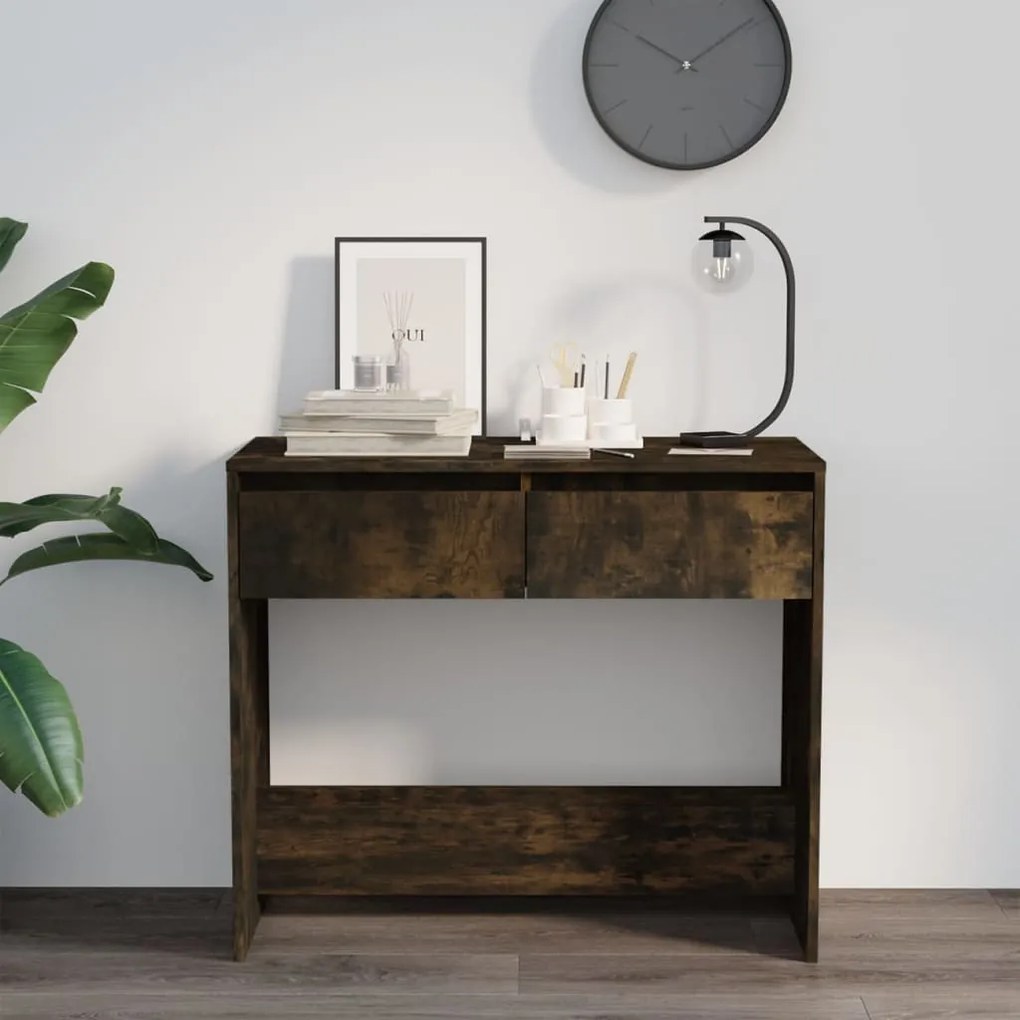 Mesa consola 89x41x76,5 cm derivados de madeira carvalho fumado