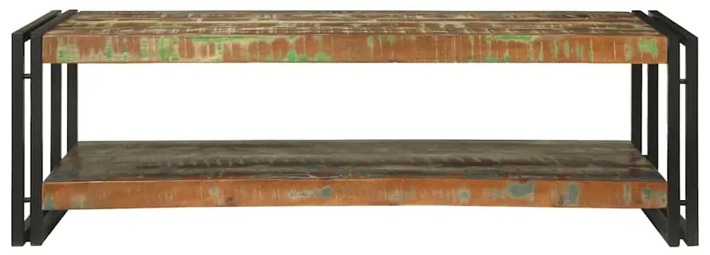 Mesa de Café Multicolor 120x50x38 cm Madeira Sólida Recuperada