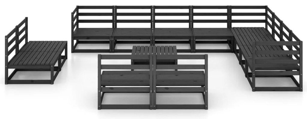 13 pcs conjunto lounge de jardim pinho maciço preto