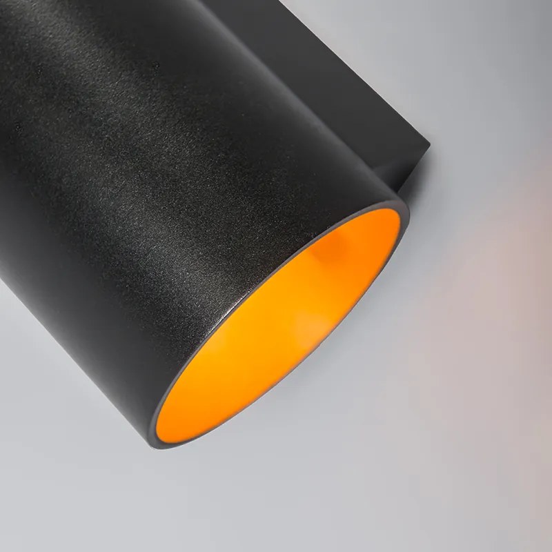 Candeeiro de parede preto com dourado redondo - Sola Design,Moderno