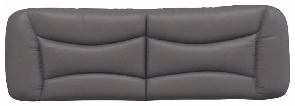 Almofadão de cabeceira 160 cm couro artificial cinzento