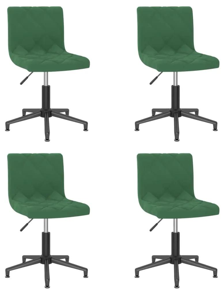 Cadeiras de jantar giratórias 4 pcs veludo verde-escuro