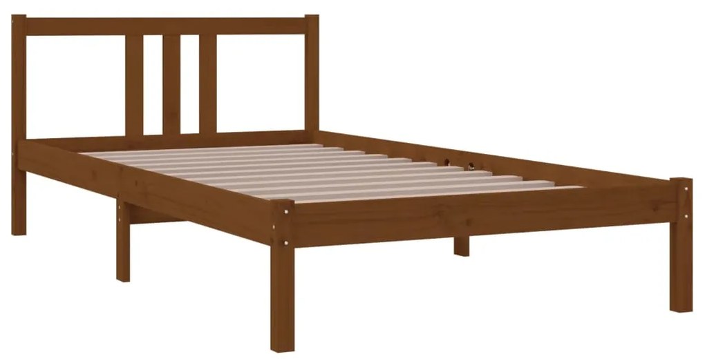 Estrutura de cama 100x200 cm madeira maciça castanho mel