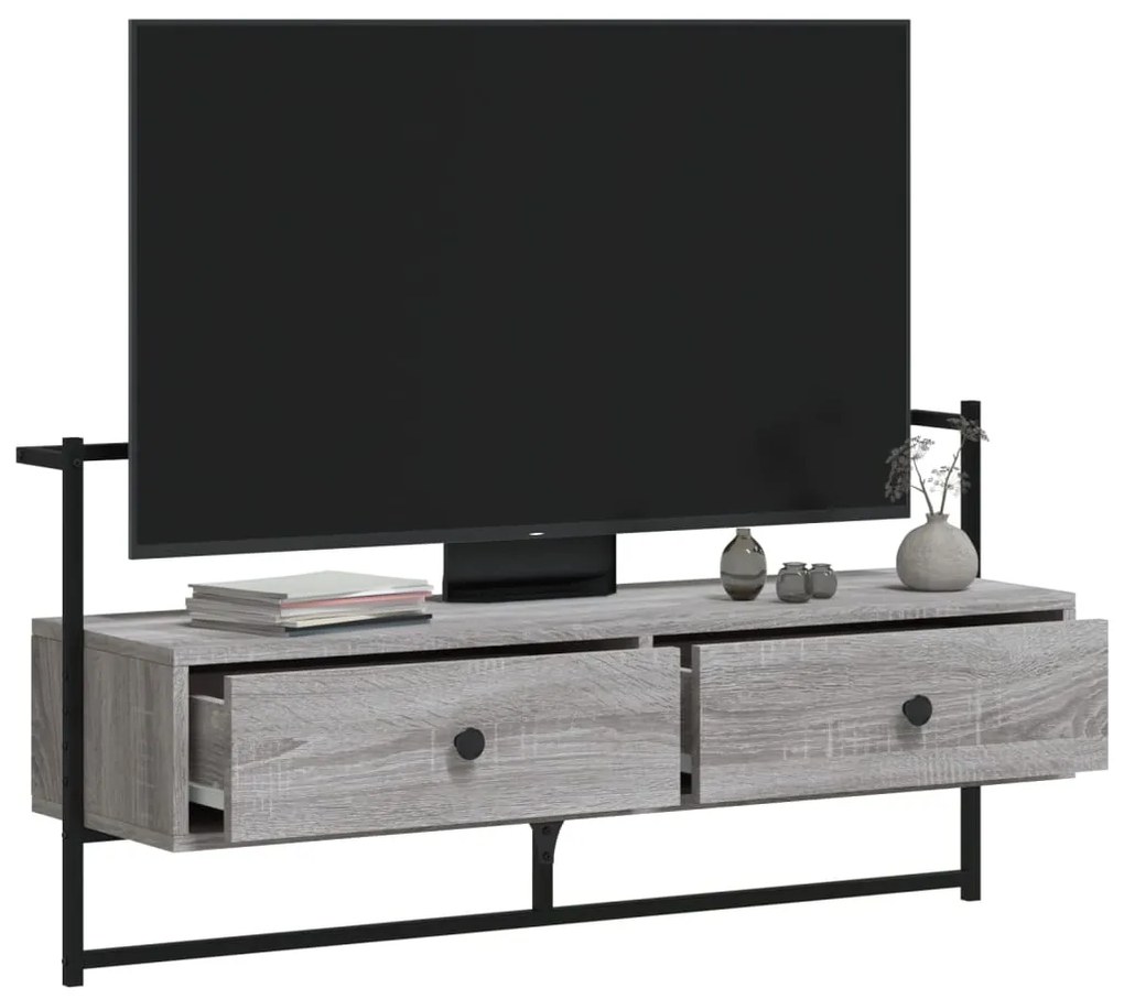 Móvel TV de parede 100,5x30x51cm deriv. madeira cinzento sonoma