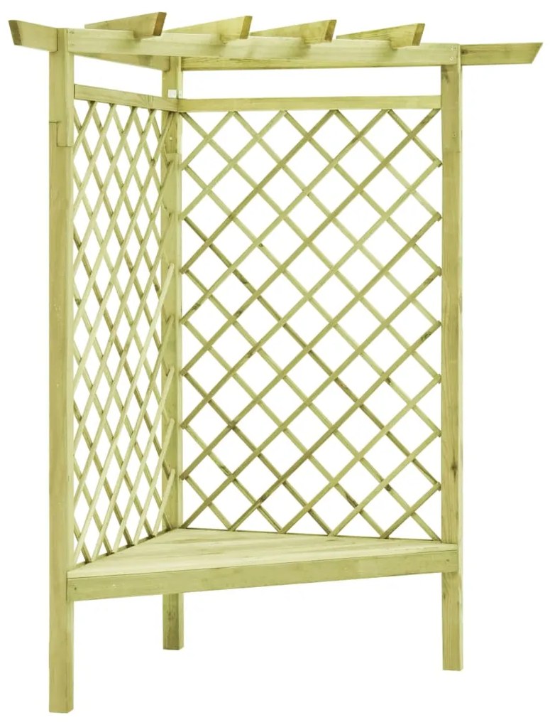 Pérgola de canto com banco 130x130x197 cm pinho impregnado