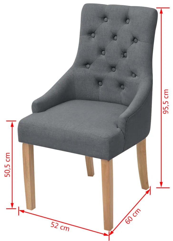 Cadeiras de jantar 4 pcs tecido cinzento-escuro