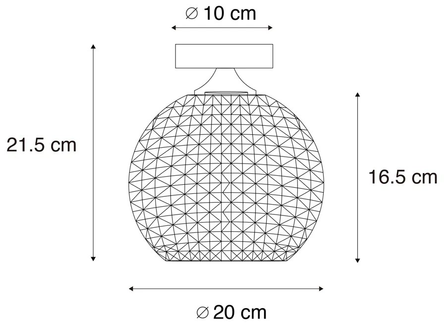 Candeeiro de teto Art Deco preto com vidro fumê - Sphere Art Deco
